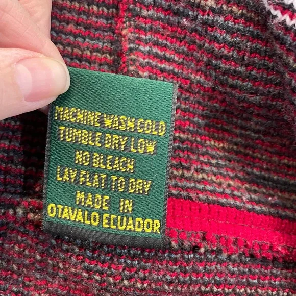 vintage Tejidos Ruminahui red wool full-zip hooded sweater - XL - Picture 4 of 4